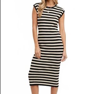 Bluivy Striped Dress Thick Waffle Winter Stretchy NWOT Rock Goth Alt. Punk